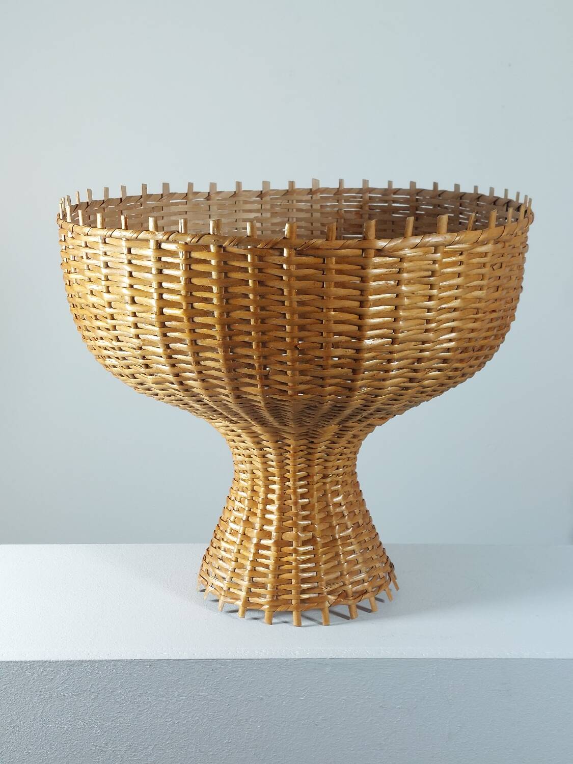 Vintage rattan lampshade from the 70s, mid-century style.