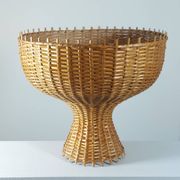 Vintage rattan lampshade from the 70s, mid-century style.