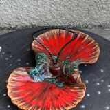 Servant in the shape of an enamelled ceramic shell and forged iron in vintage Vallauris style