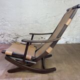 Colonial style leather armchair and ottoman