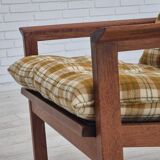 1970s, Danish lounge chair, original condition, furniture wool fabric, teak wood.