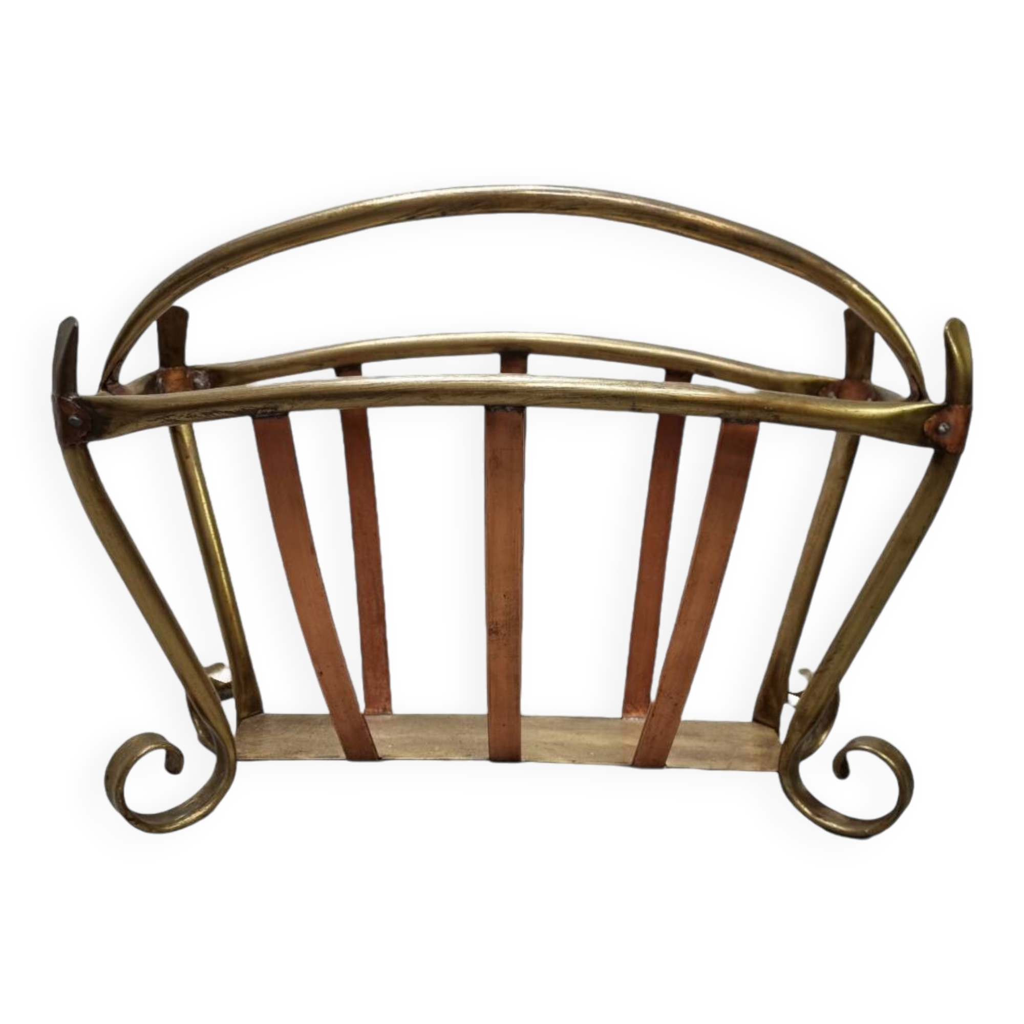 French Brass And Copper Design Magazine Holder, form around 1900