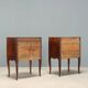 Pair of walnut bedside tables in Barocchetto style