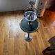 Modernist metal and leather standing ashtray