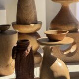 Stool, side table, end table in solid suar wood, spheres H50 D39.