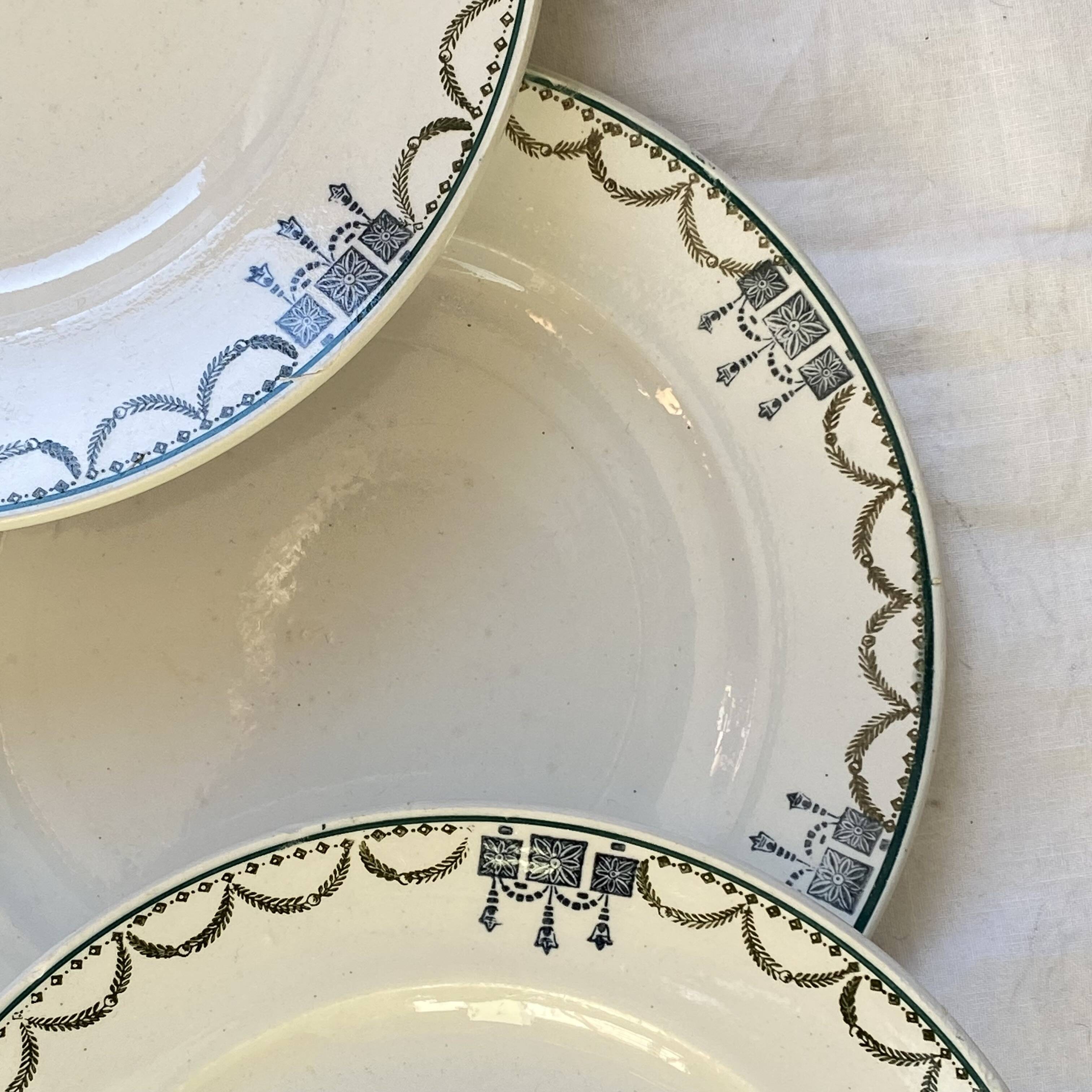Set of 6 vintage Saint Amandinoise earthenware dessert plates