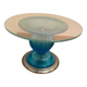 Table basse italienne des années 1980 en verre de Murano bleu et argent de style vénitien