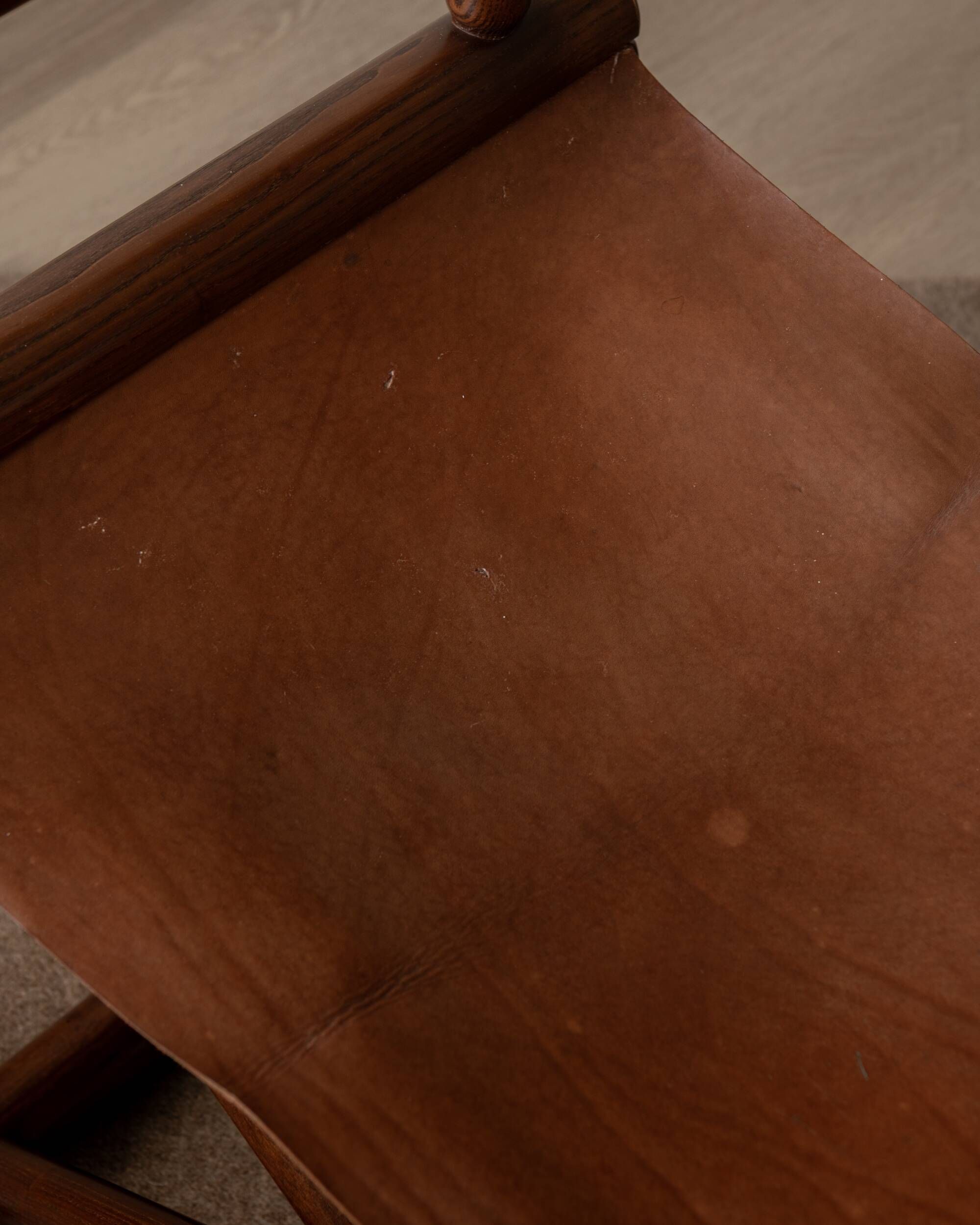 Italian Modern Vintage Folding Director's Chair in Wood and Leather, 1980s