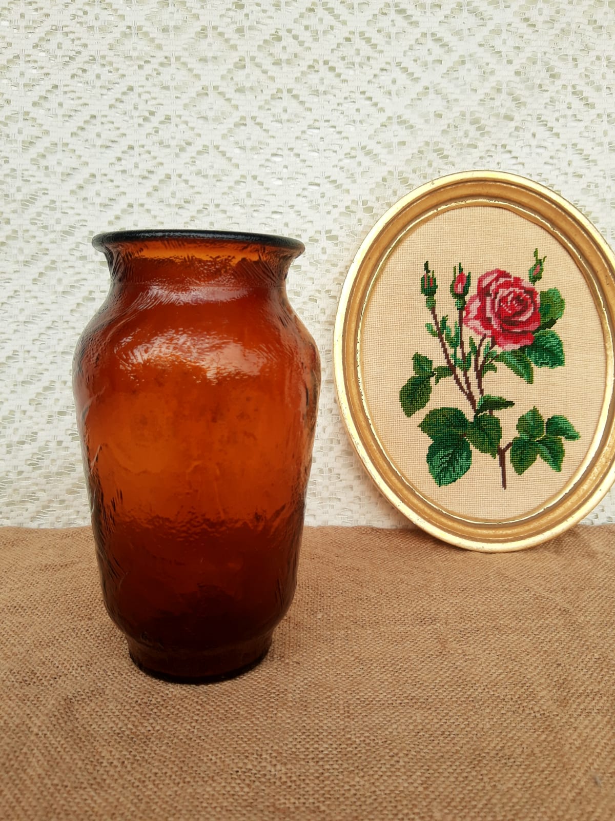 Henkel advertising vase in amber glass years 70 vintage