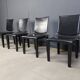 Chaises de salle à manger en cuir noir par Arper Italie, années 1980 - lot de 4