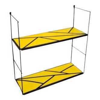 string shelf H60 x W48 x D17 Yellow color geometric vintage iron
