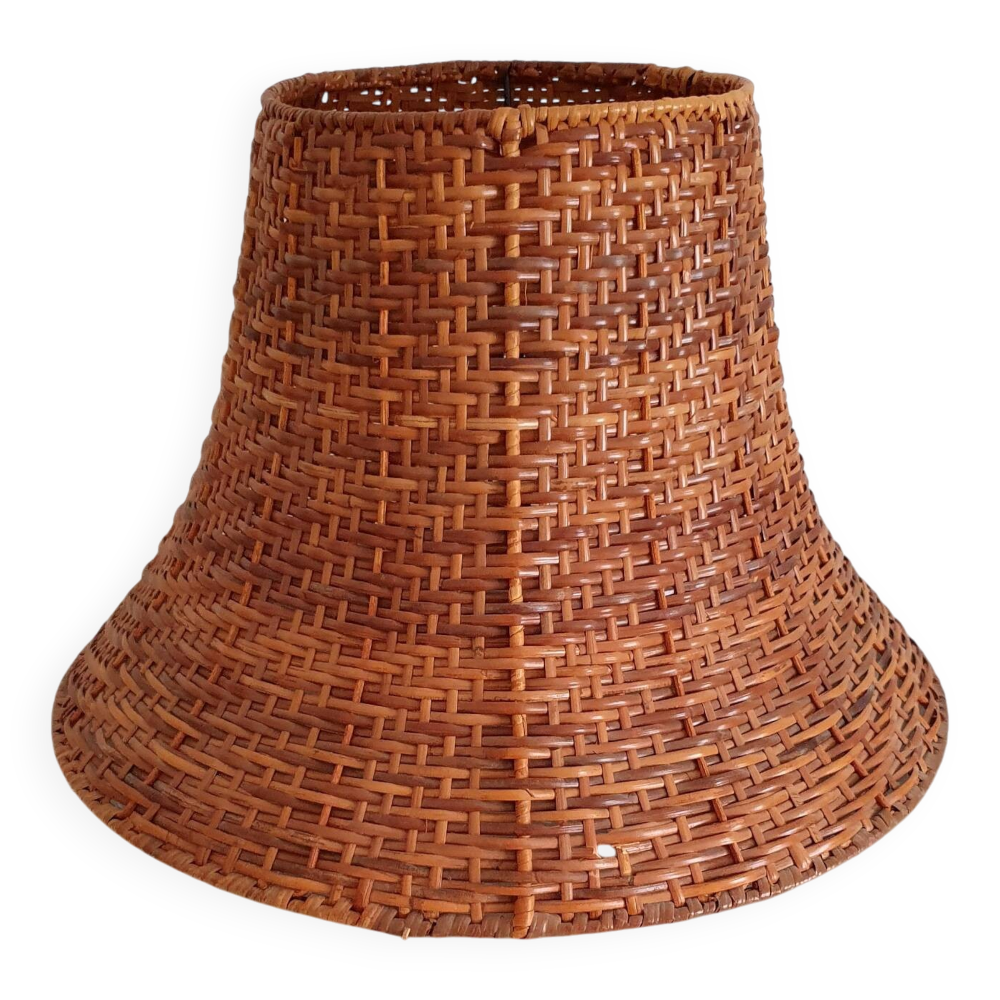 Woven rattan pagoda lampshade - 1970s
