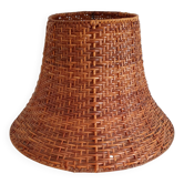 Woven rattan pagoda lampshade - 1970s