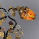 Bronze and polychrome glass lamp, 20th century
