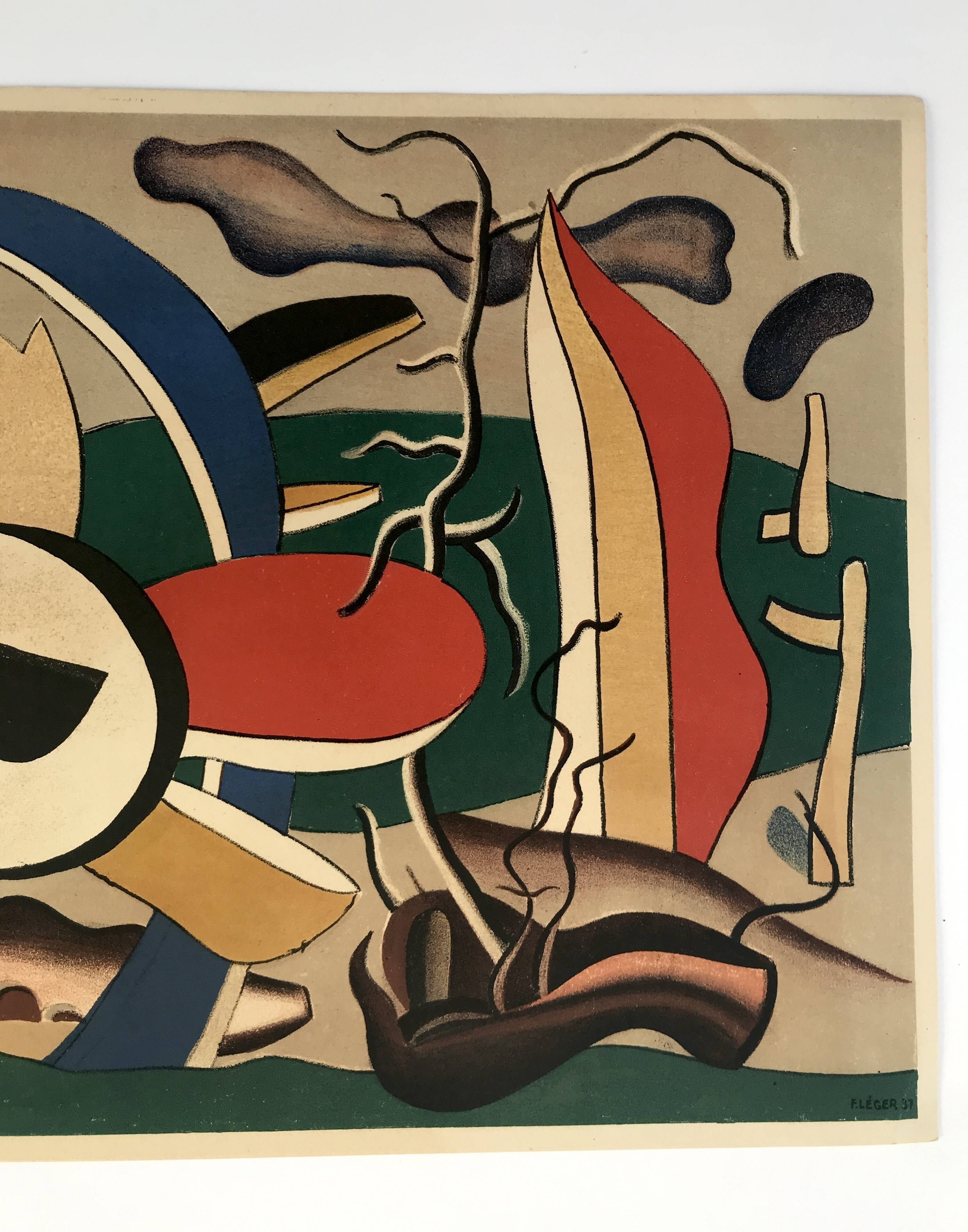 Fernand LEGER, Flowers and Butterflies, 1945. Original lithograph Mourlot.