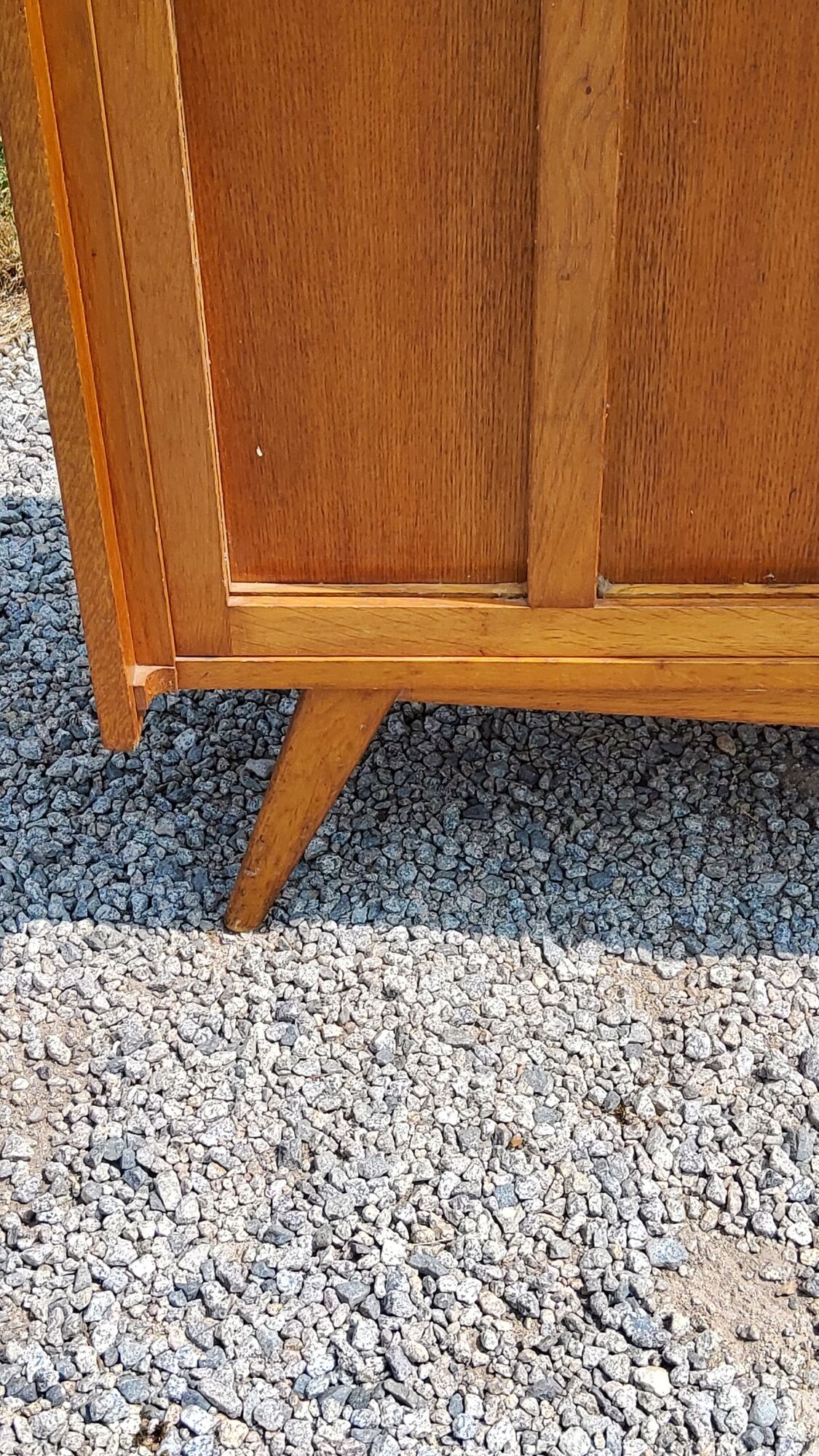 Vintage Golden Blond Oak Chest of drawers Feet Compass 6 Drawers 1 Door 50s