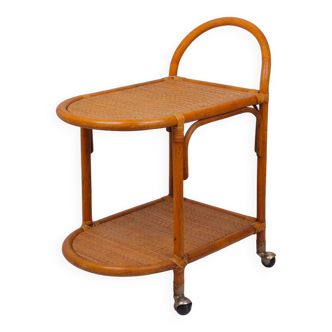 Desserte en rotin et osier, années 70