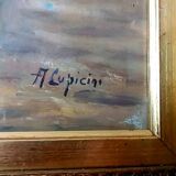 Still life painting vase with flowers by Lupicini - 1960s