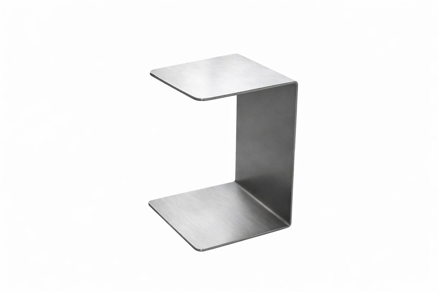 Minimalist Brushed Stainless Steel Side Table, Contemporary Sculptural