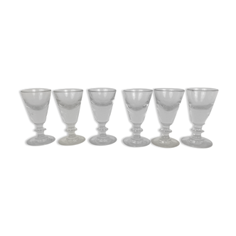 Set of 6 glasses thick ass bar bistro antique vintage