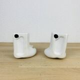 Pair of white ceramic hand bookends