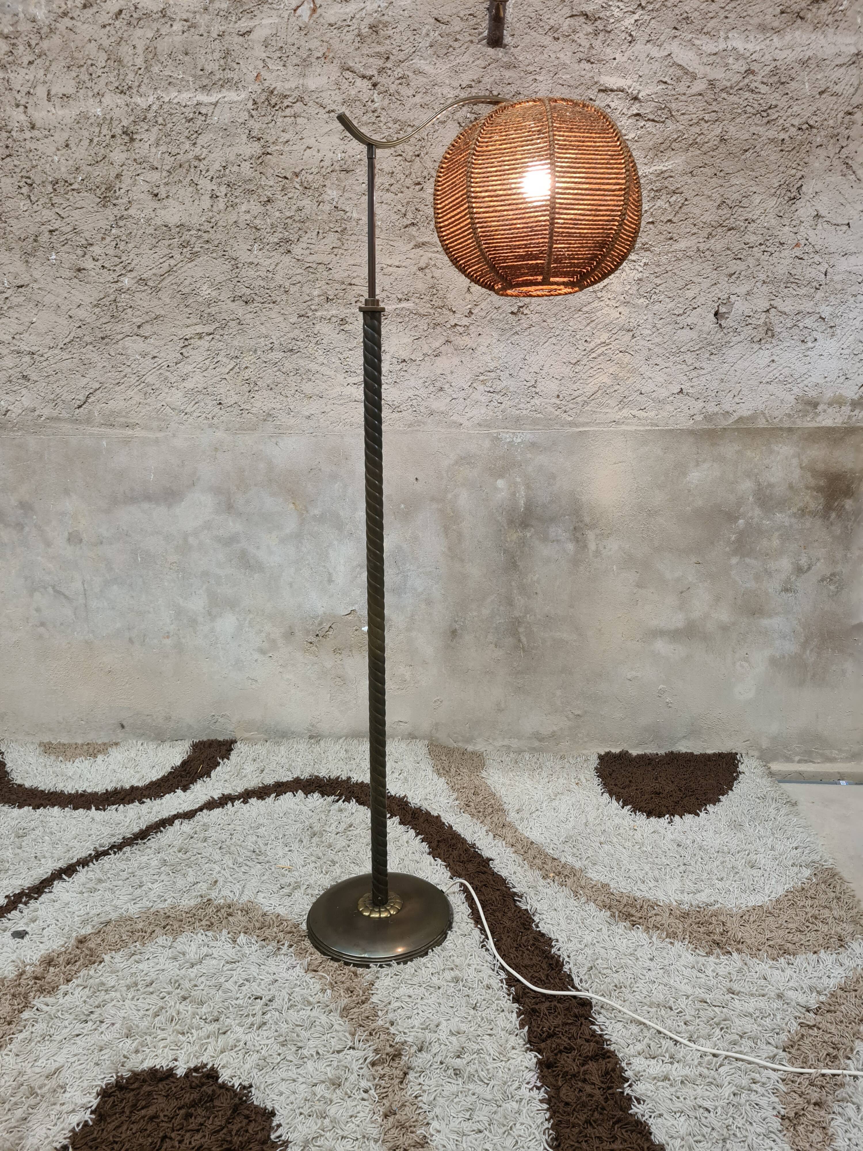 Lampe cordage vintage, années 60