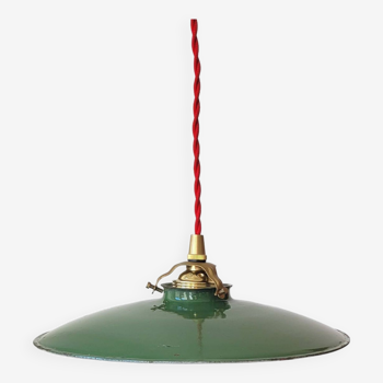 Green enameled sheet metal pendant light