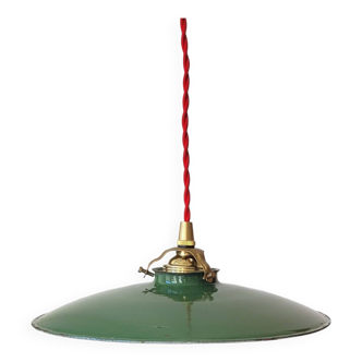 Green enameled sheet metal pendant light