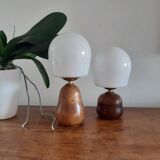 Pair of opaline wood lamps