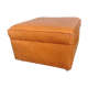 Ottoman on wheels vintage 70s caramel leather