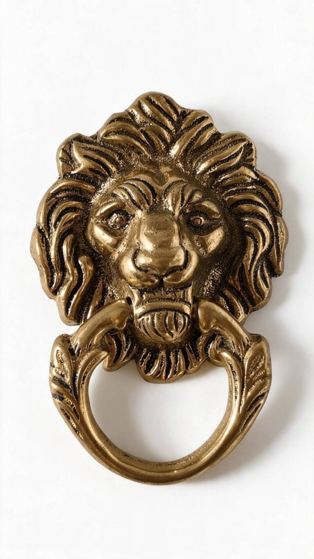 Lion Head Door Knocker in Solid Brass, Antique Door Handle