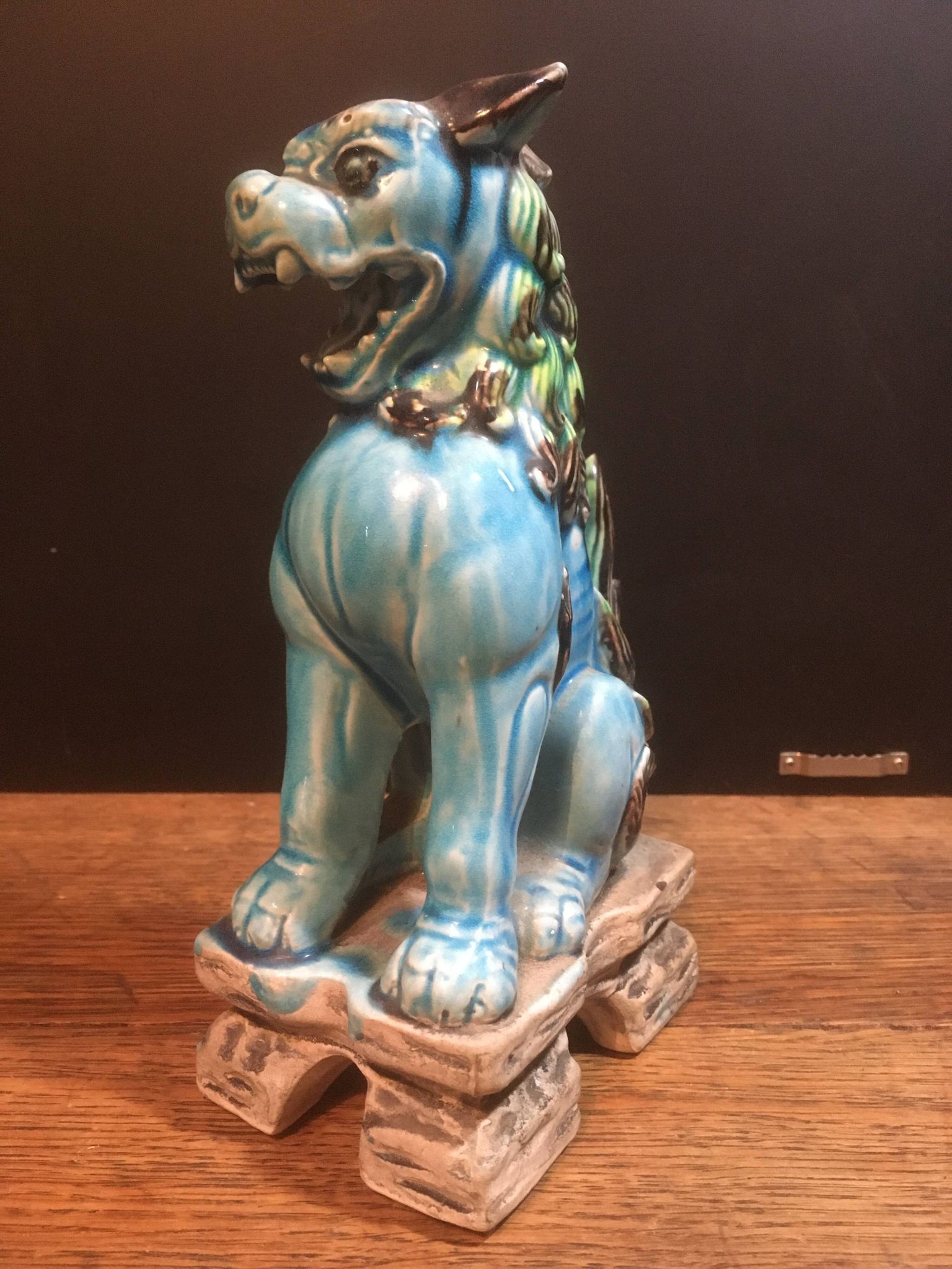 Chien de Foo Japon en céramique bleu