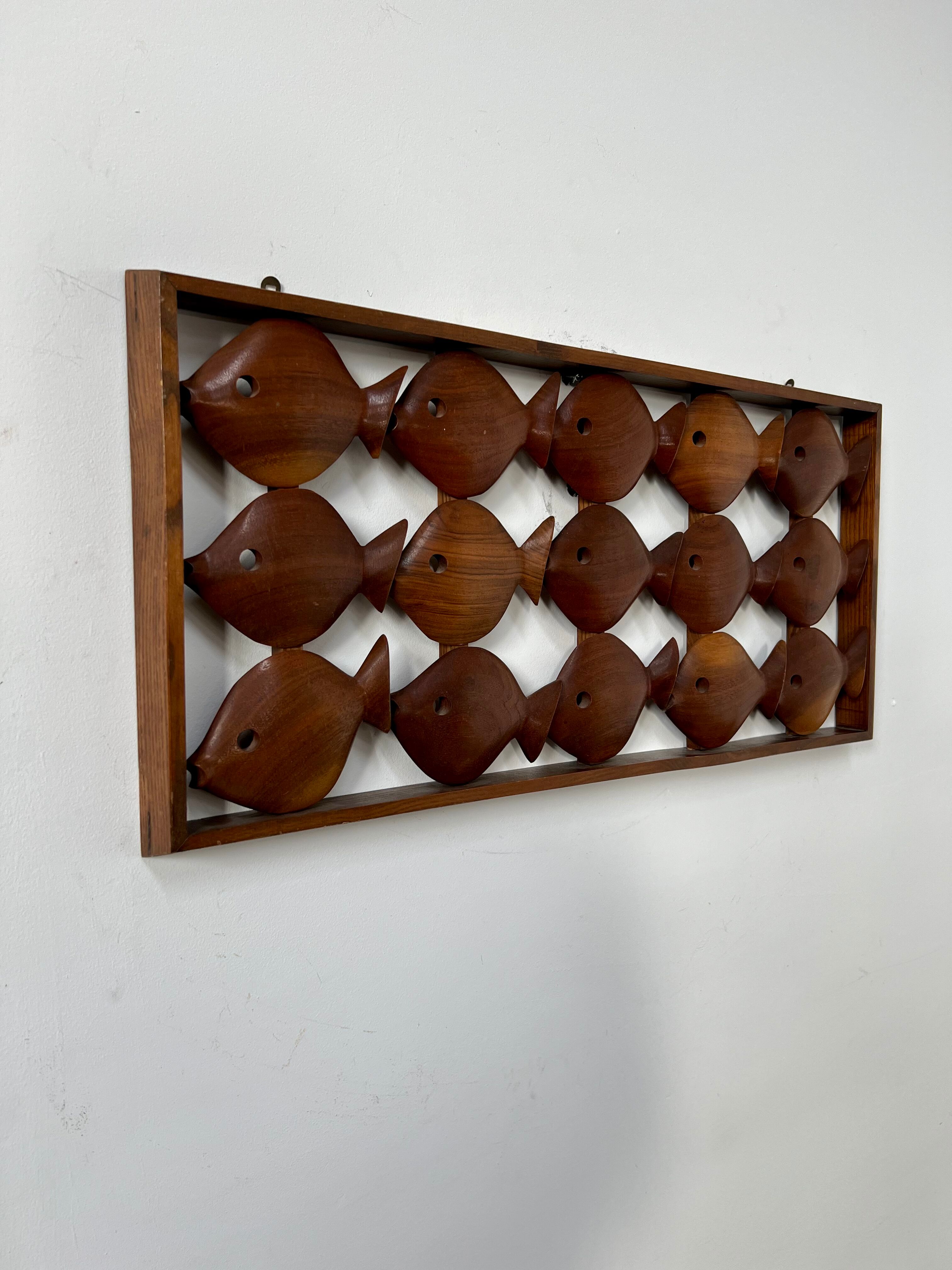 Old teak frame "fish" Scandinavian design of the 60s vintage decoration