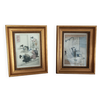 Duo of framed Japanese prints - Sylvain Sauvage 1936