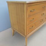 Vintage chest of drawers over glass decorated light oak 60's