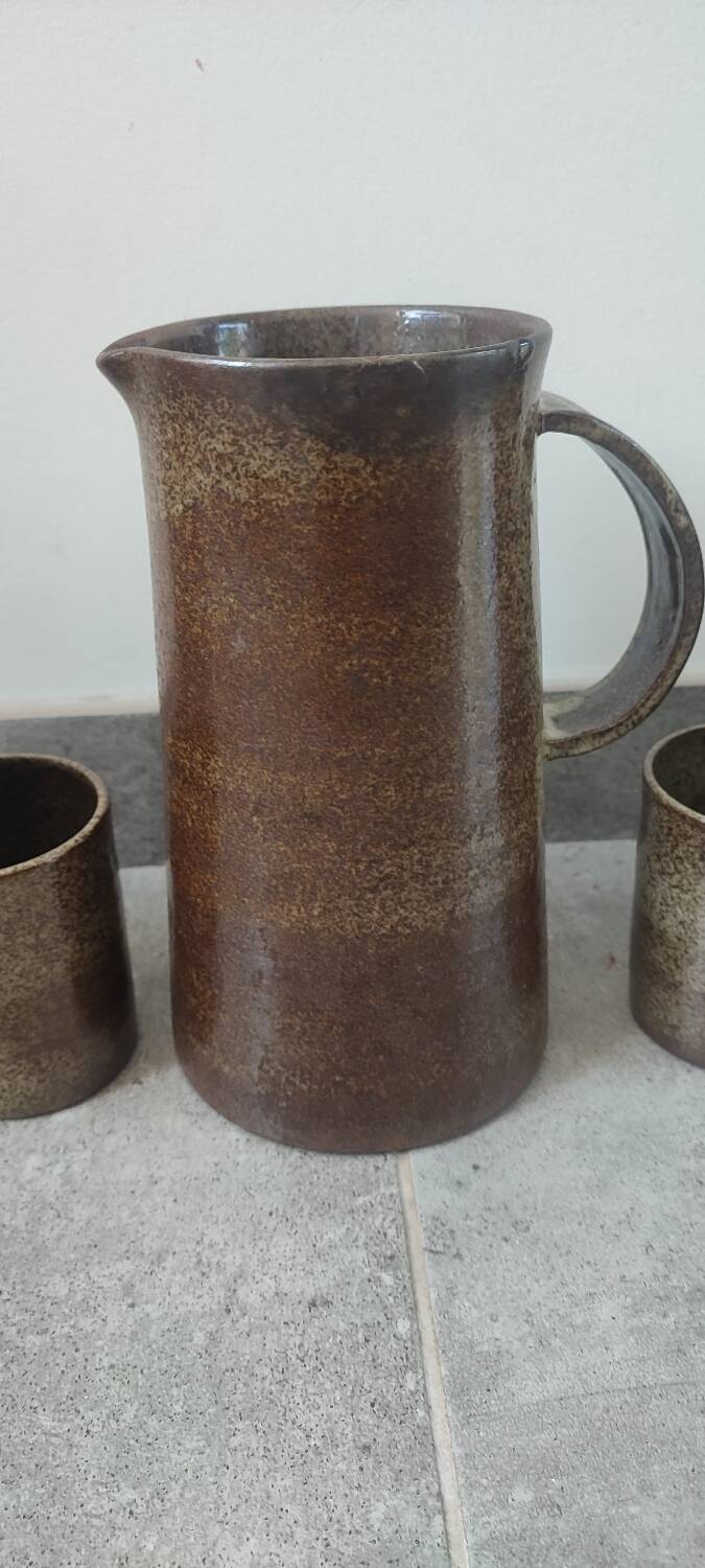 Ceramic workshop service in stoneware signed by karoly balogh.