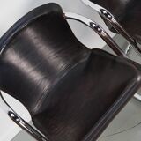 Set of four brown leather dining chairs, Willy Rizzo, 1970