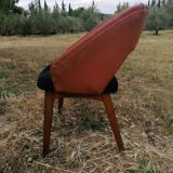 Fauteuil vintage skaï et velours SNA Roset