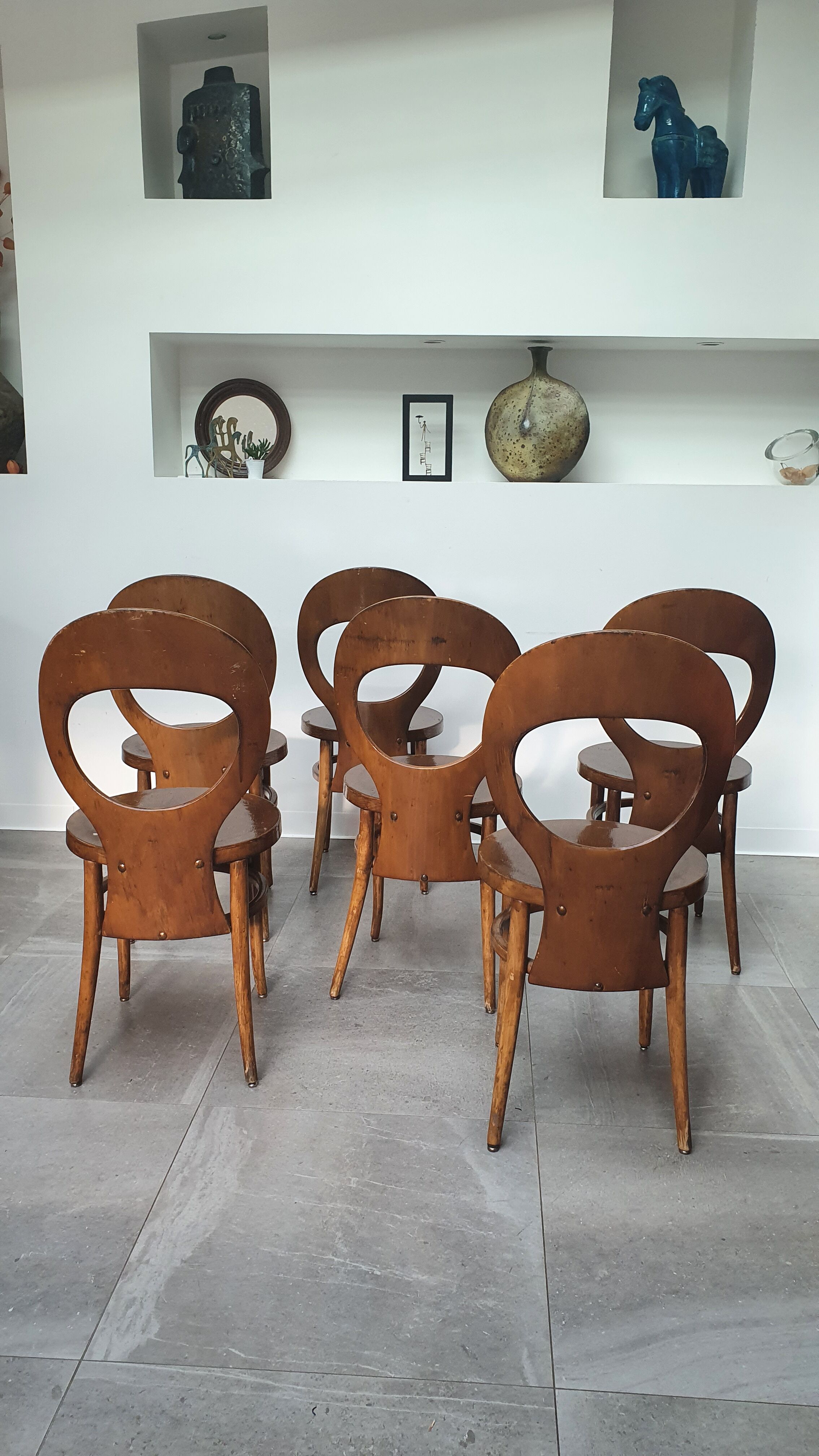 Ensemble table de ferme et 6 chaises Mouettes de Baumann