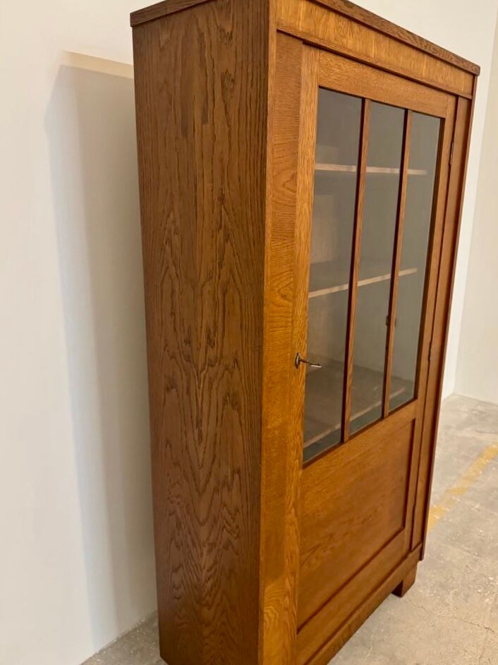 Small vintage art deco oak bookcase