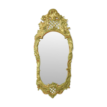 Large Swedish Mirror Gold Leaf Gilded Classic Rococo Style 119cm