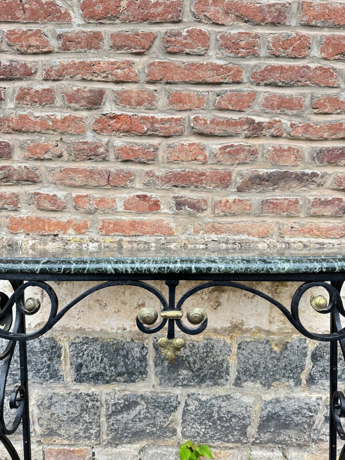 Black And Gold Lacquered Wrought Iron Console