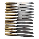12 old large knives Horn handle Stainless steel blade