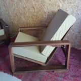 Pair of modernist Rio rosewood rack-and-pinion armchairs