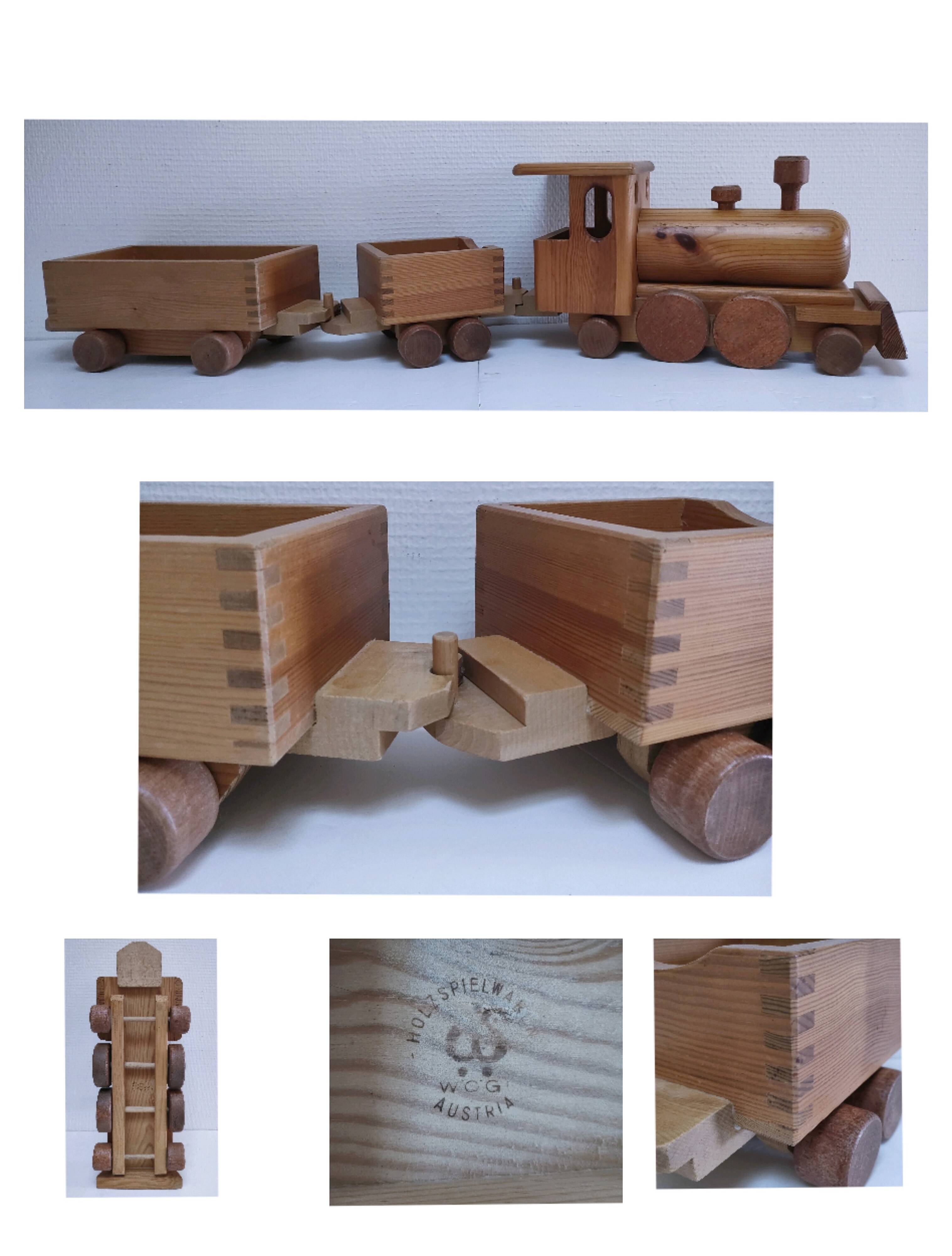 Large wooden train stamped Wog Austria