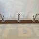 Old coat rack wood aluminum 3 hooks