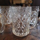 6 mazagrans en verre pressé motif diamant