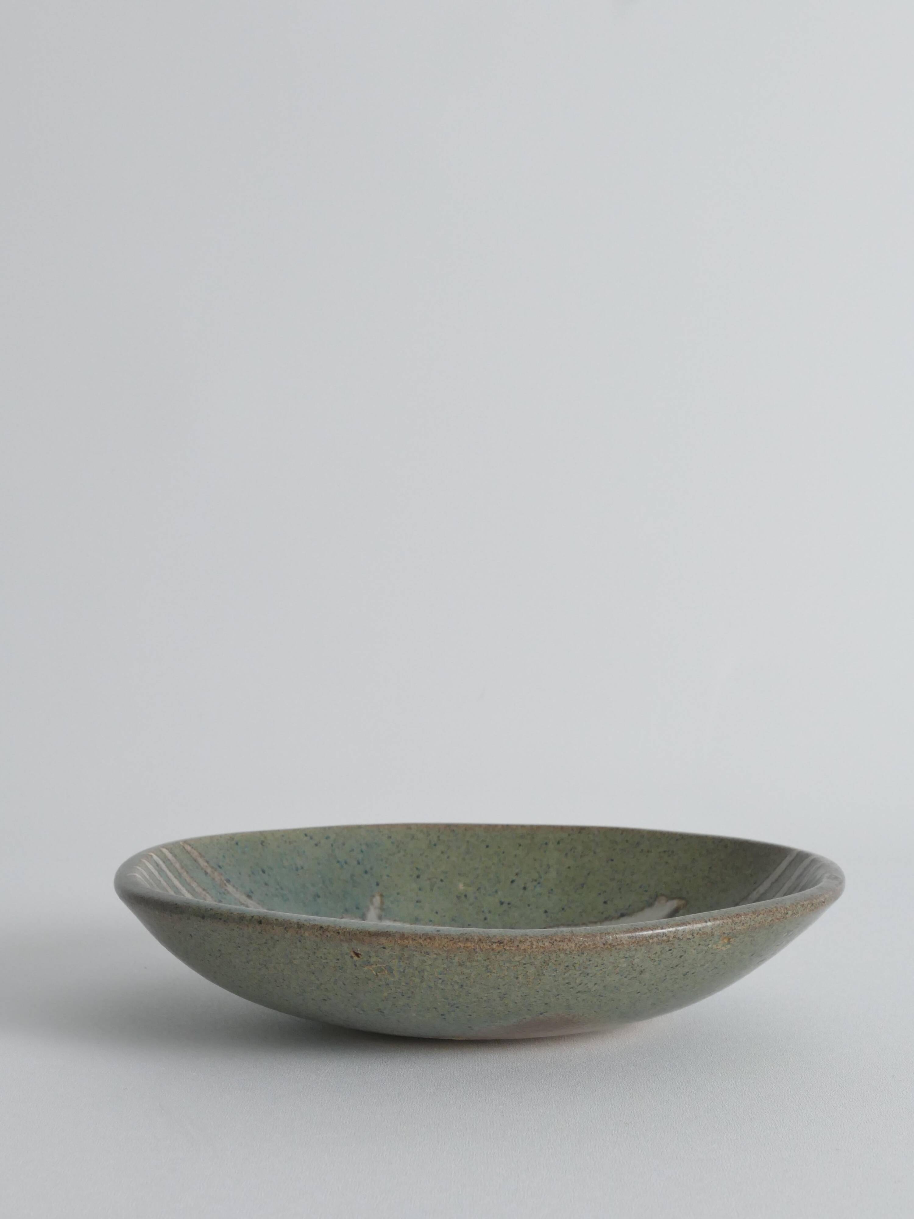Midcentury-Modern Handmade Stoneware Bowl with Abstract Motif, 1960s