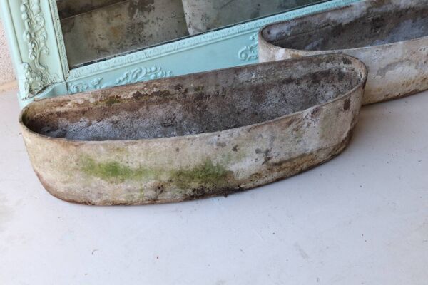 Paire de jardinières en fibrociment haricot