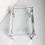 Petite table basse en chrome et verre, années 70